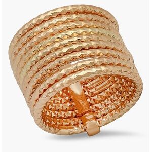 Elegant Brass Hammered Stacked Gold-Tone Women's Ring Size 6 NWOT HMY Jewelry